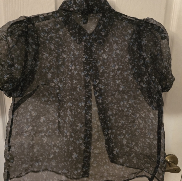 Forever 21 Black and Blue Sheer Floral Top - Picture 5 of 5